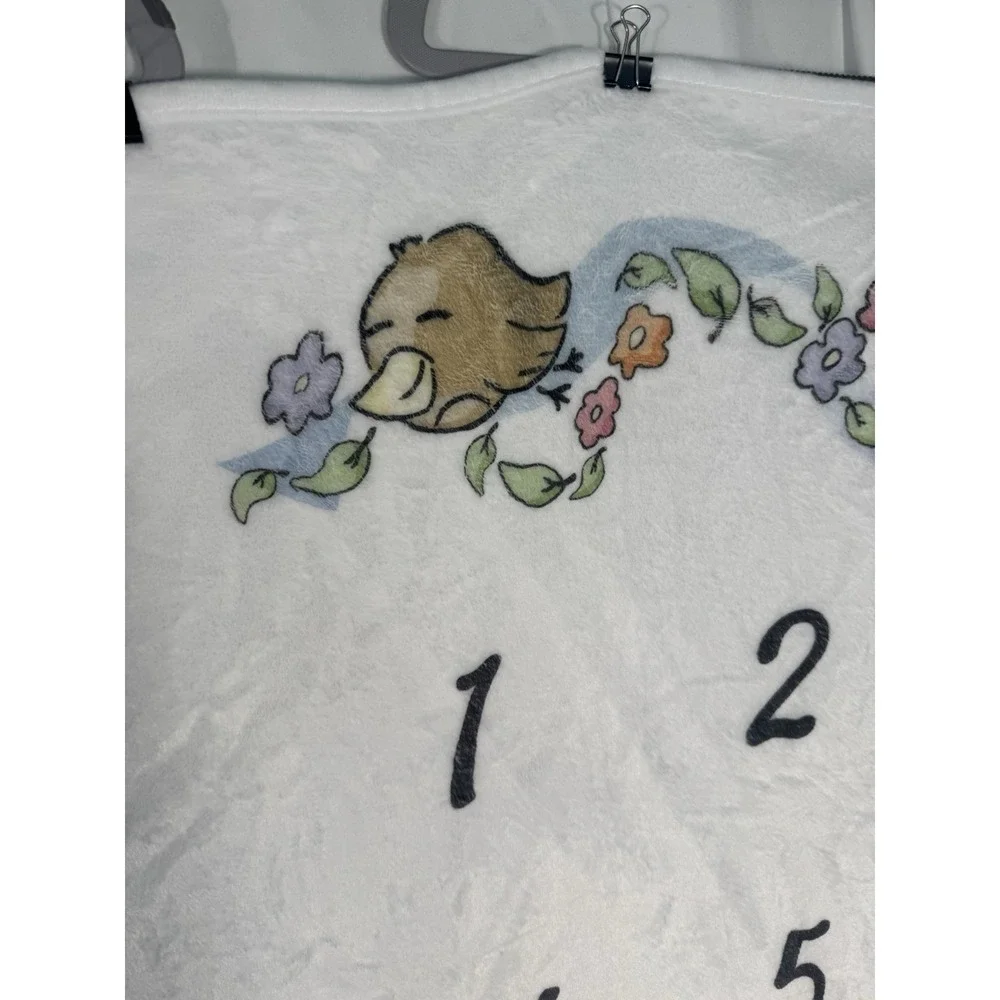Baby Milestone Blanket Bunny Floral Design monthly grow photo prop. newborn soft